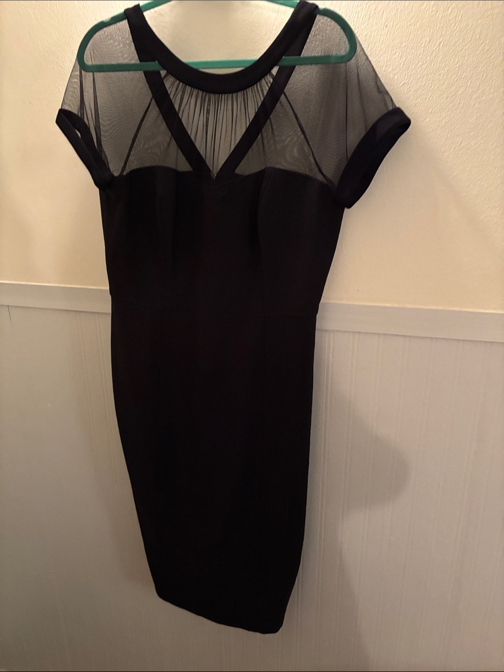 Maggy London Black Sheer-Yoke Midi Dress